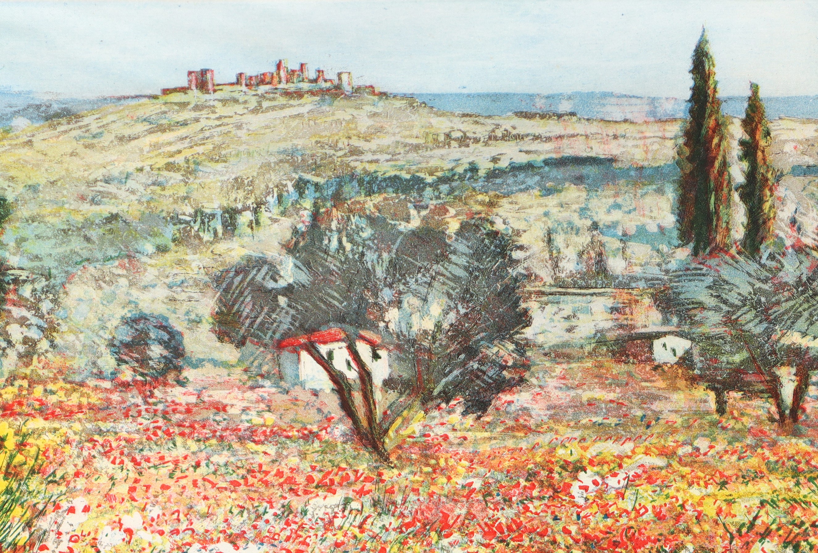 Michele Cascella - Paesaggio, litografia