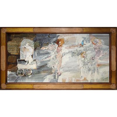 Composizione con figure, tecnica mista su tela (1978)