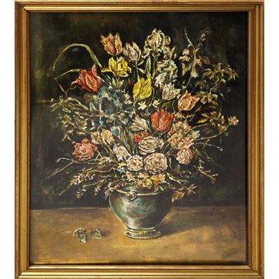 Vaso di fiori, olio su tela, XX secolo