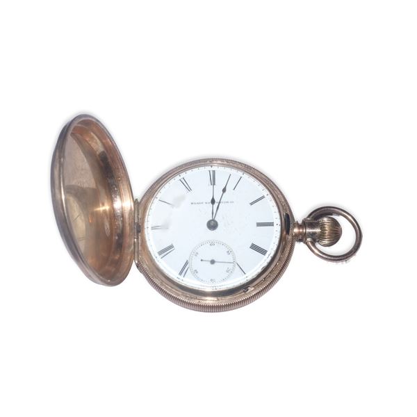 Elgin National Watch  Company - Orologio da tasca in oro 18 kt con fronte e retro decorato a intarsio