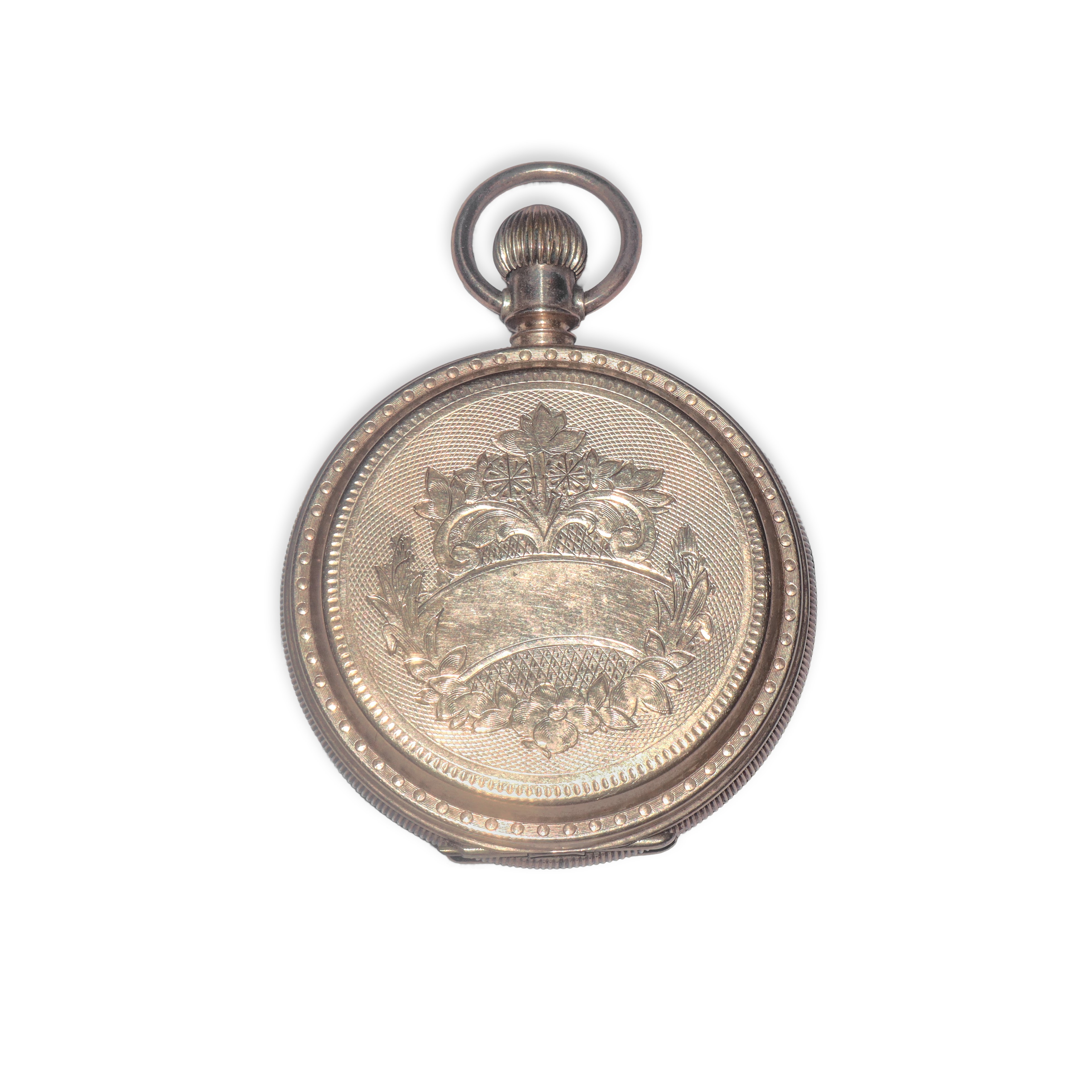 Elgin National Watch Company - Orologio da tasca in oro 18 kt con fronte e retro decorati a intar...