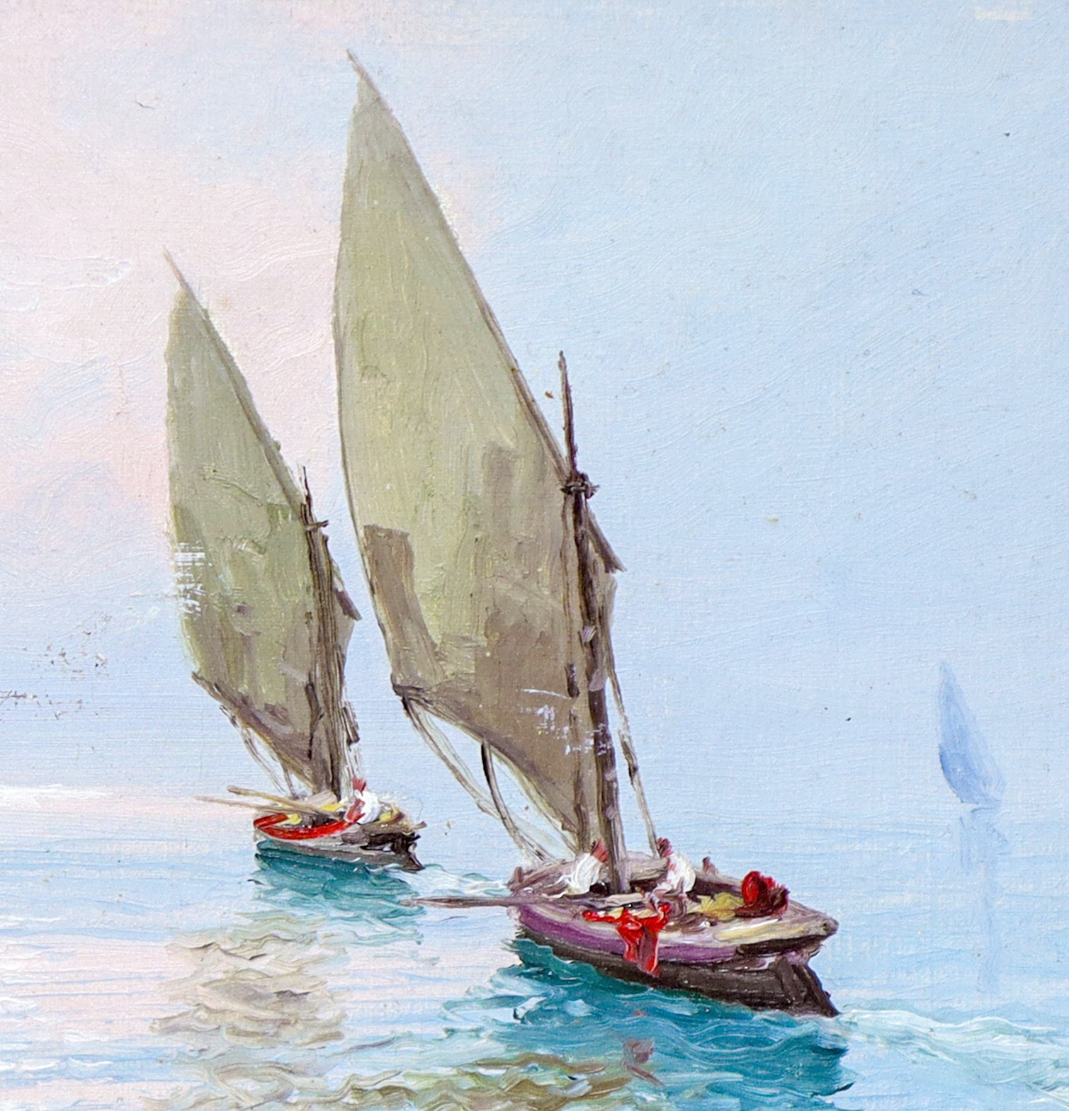 Barche a vela, olio su tela (XX secolo)