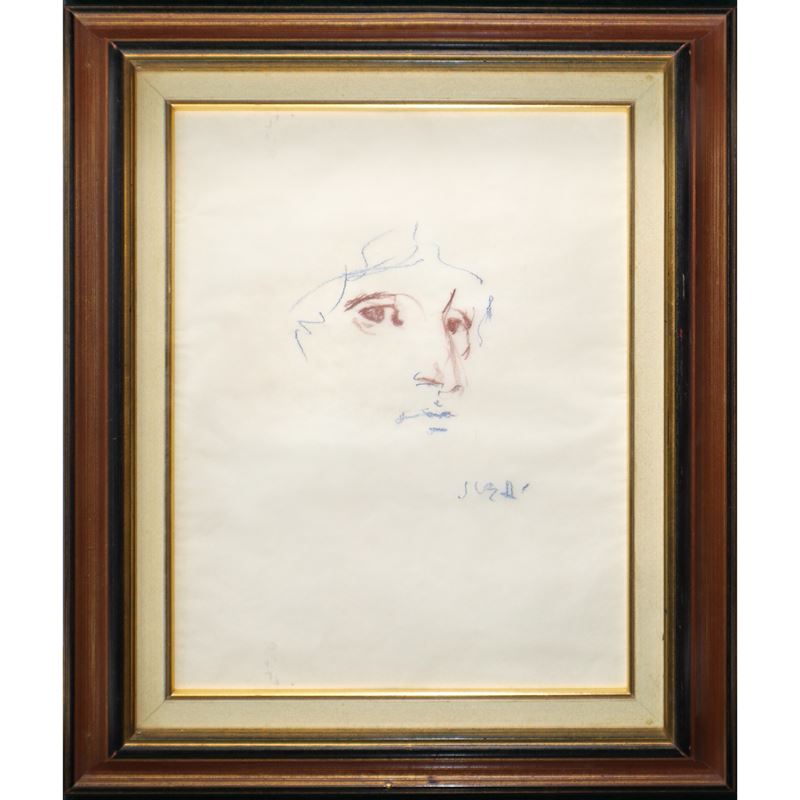 Alberto Sughi - Volto, pastello su carta