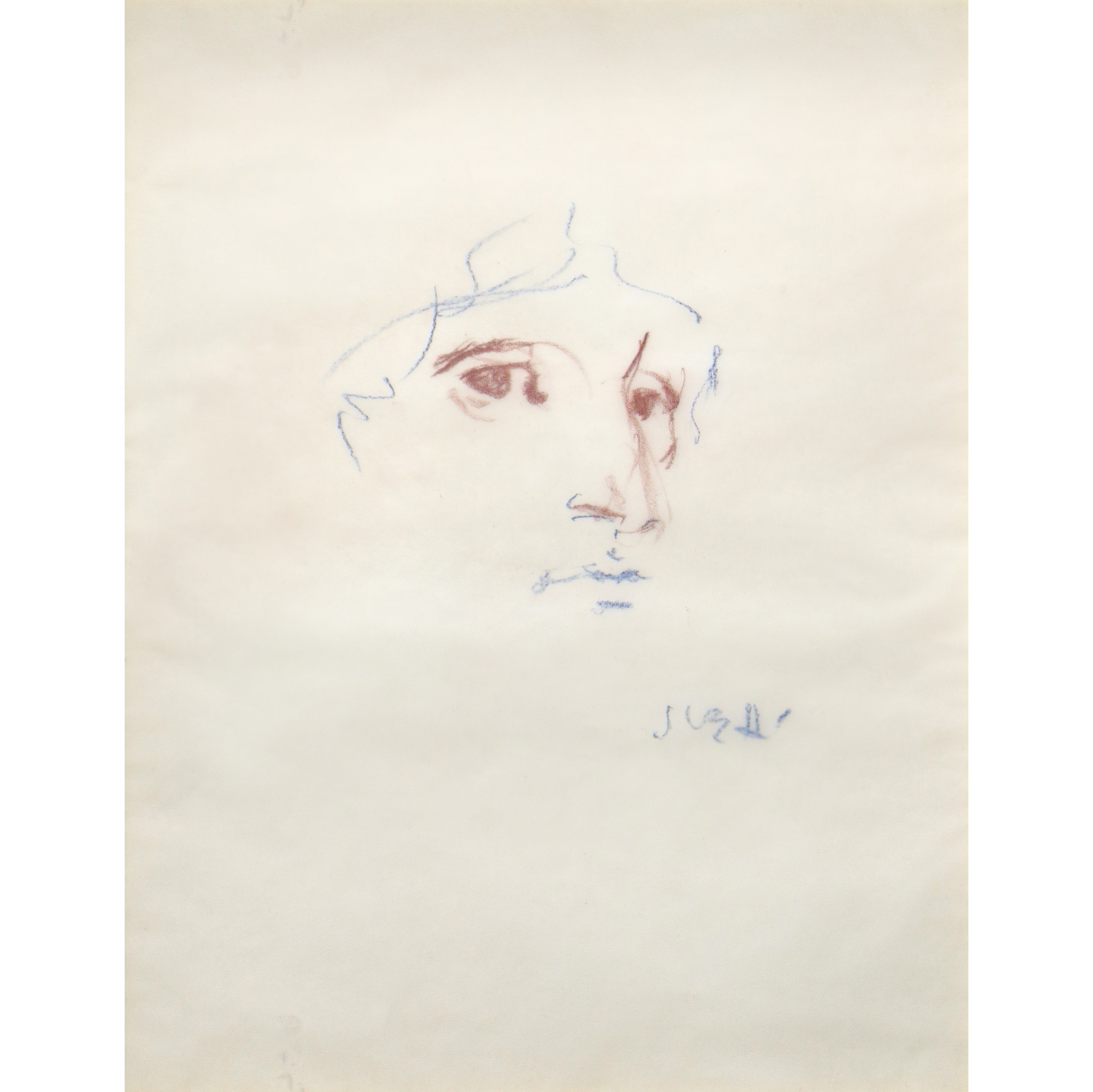 Alberto Sughi - Volto, pastello su carta