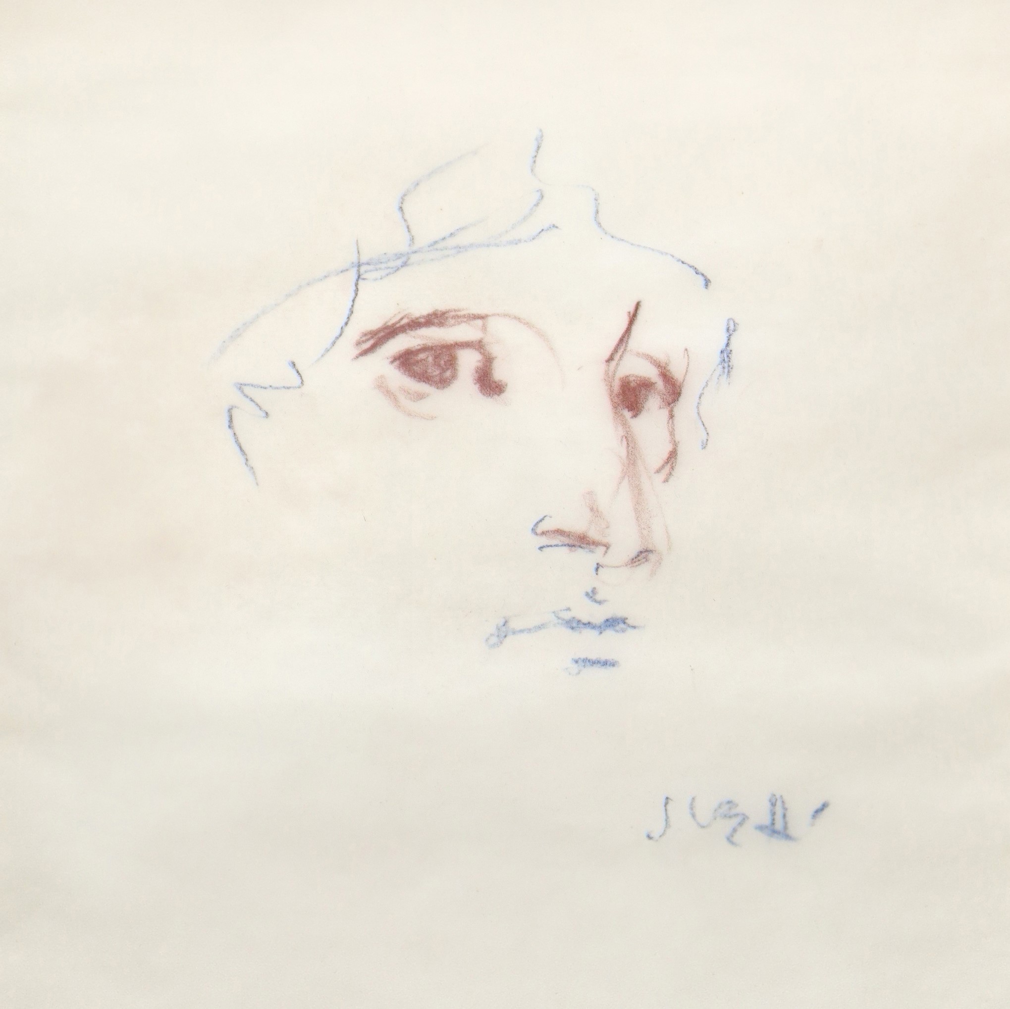 Alberto Sughi - Volto, pastello su carta