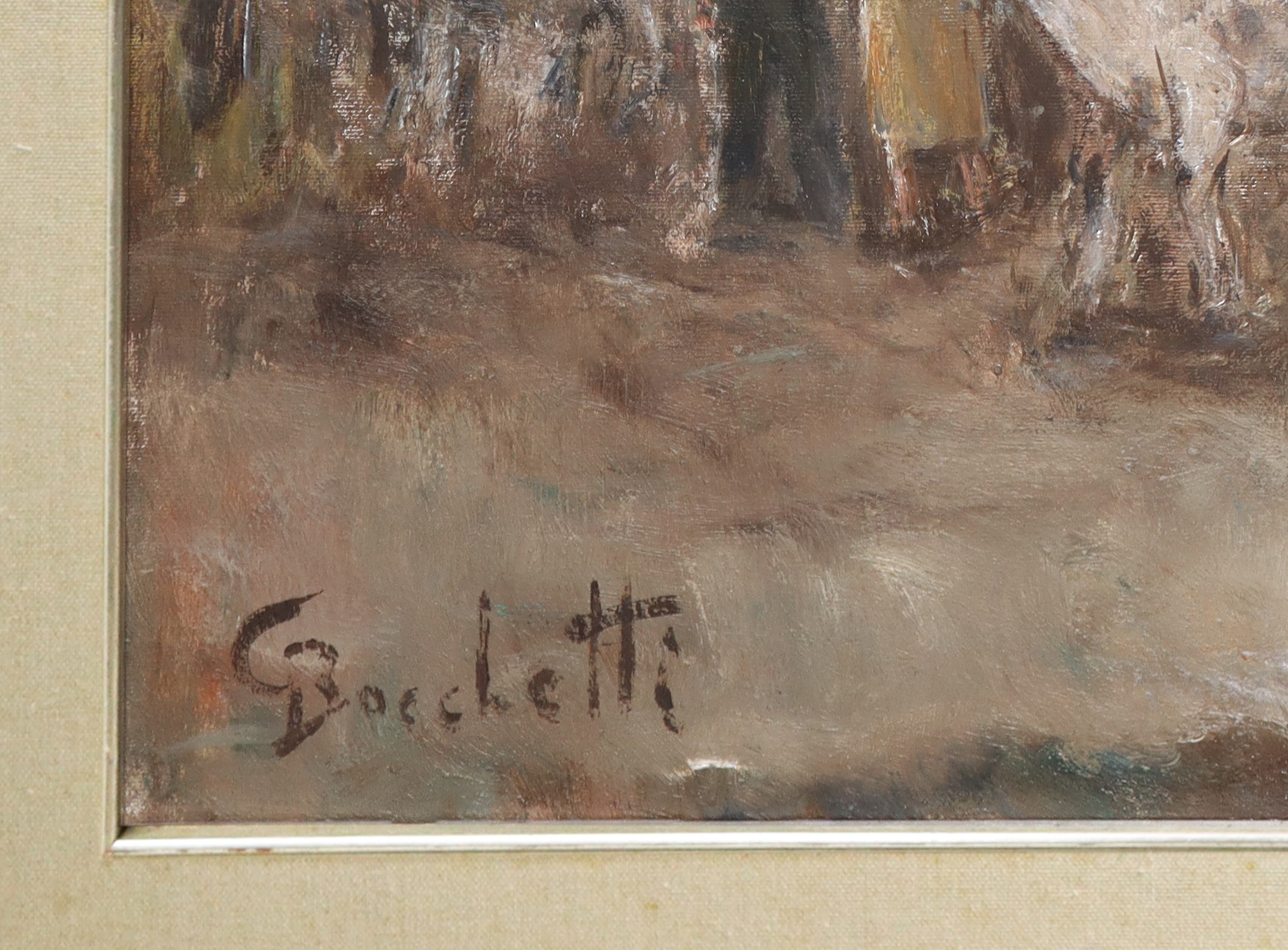 Gaetano Bocchetti - Mercato di mucche, olio su tela (XX secolo)