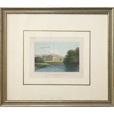 Sundorne Castle - Shropshire, incisione colorata, circa 1820