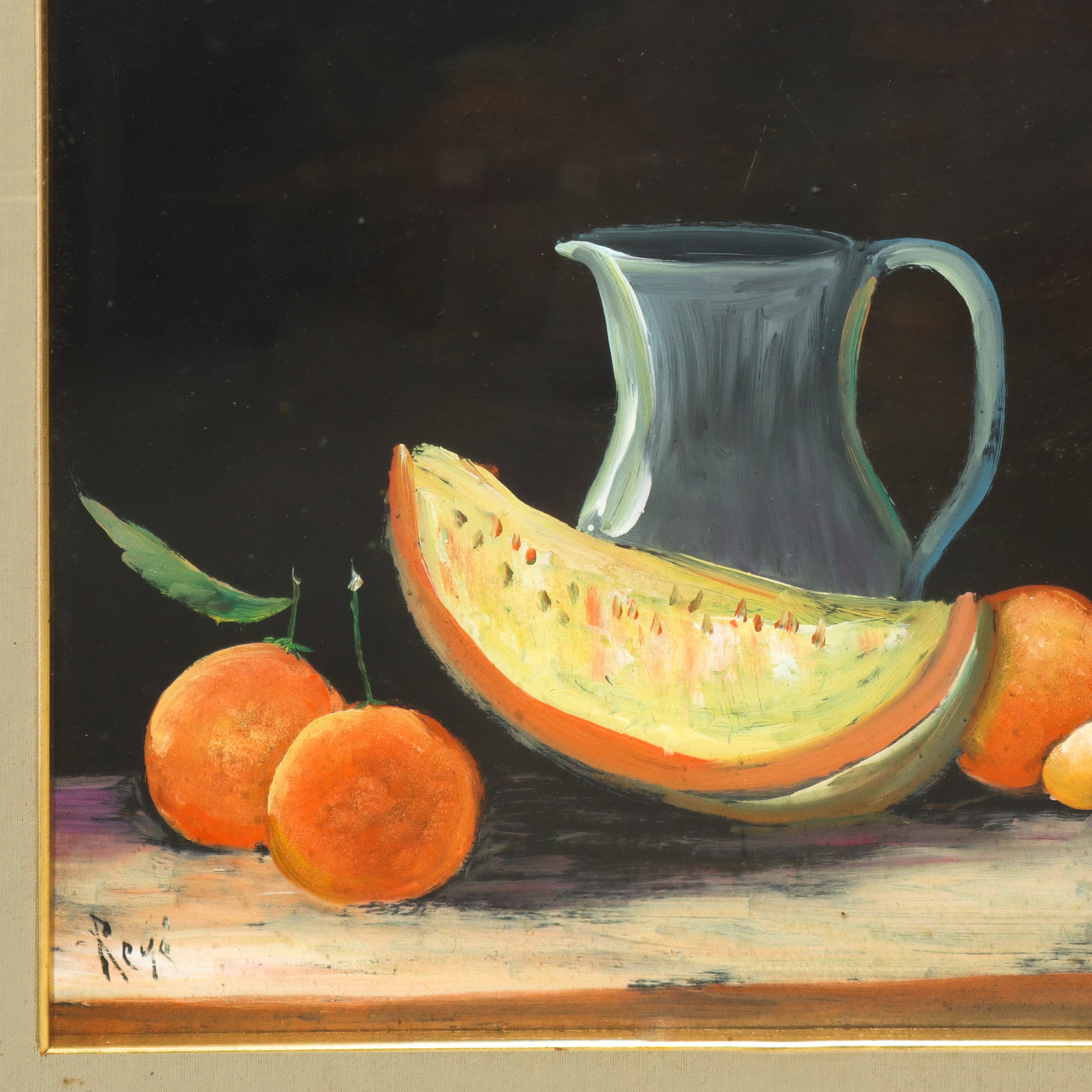 Reya, Natura morta di frutta, olio su masonite
