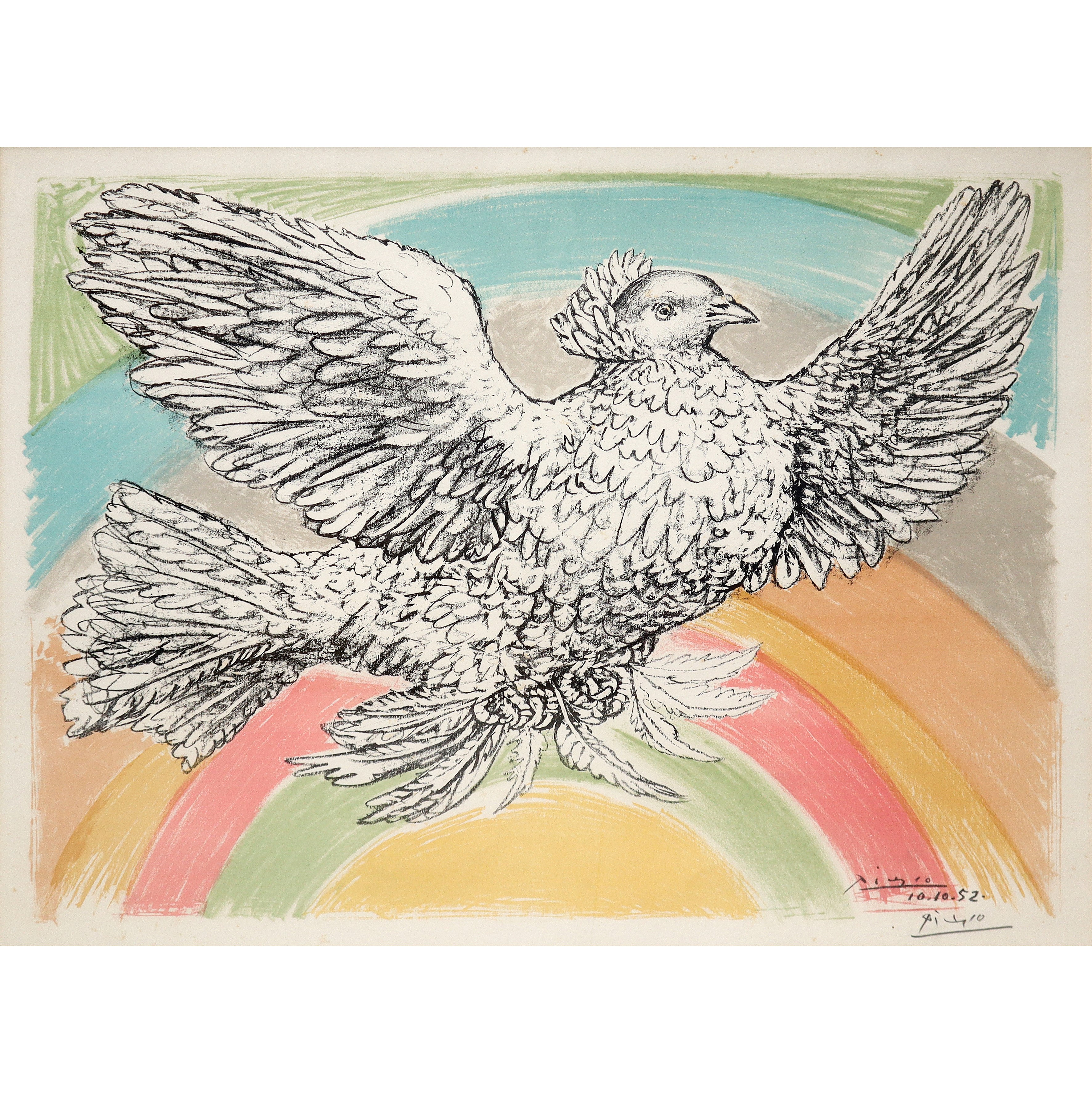 Pablo Picasso - Colombe volant, litografia