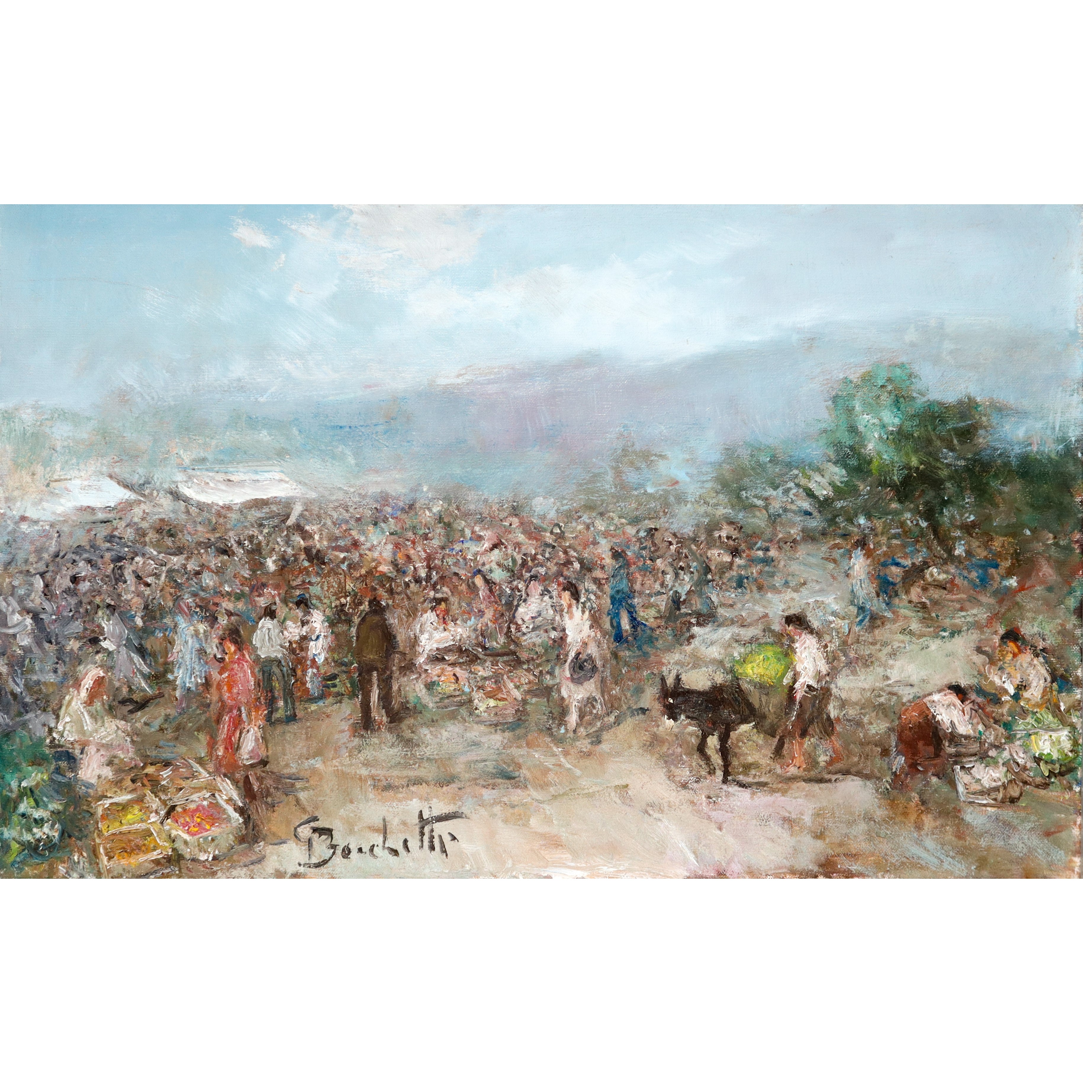 Gaetano Bocchetti - Mercatino, olio su tela