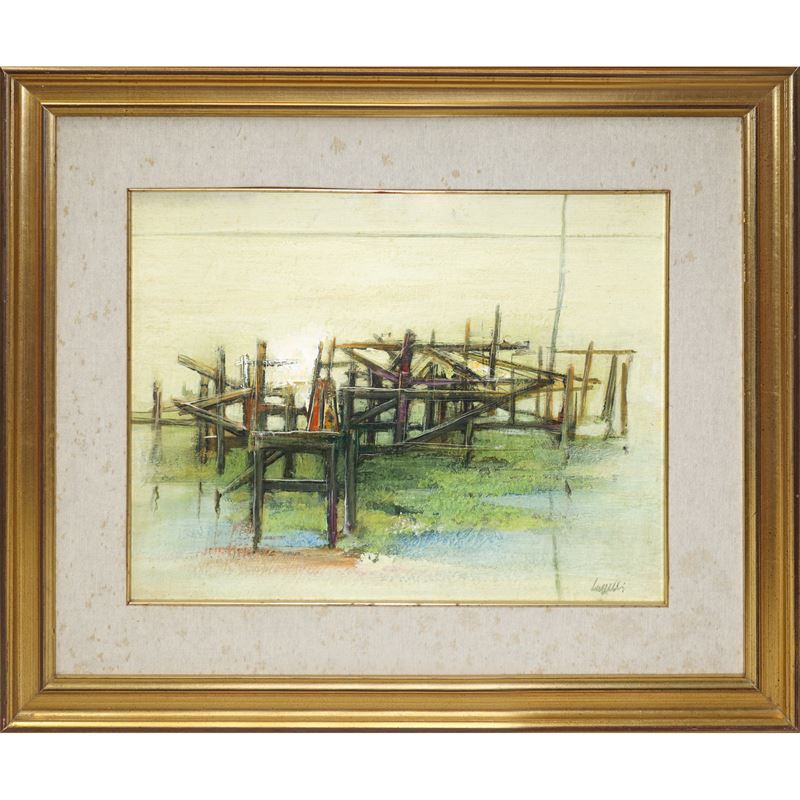 Giovanni Cappelli - Comacchio, olio su tela (1978)