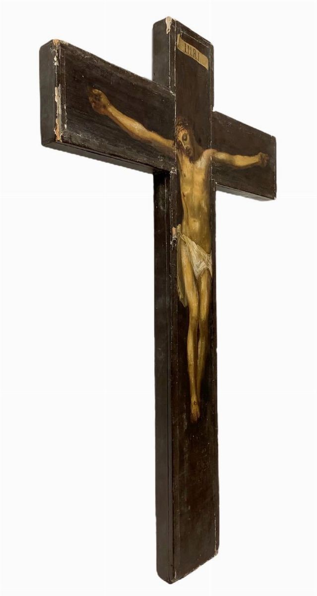 Croce in legno dipinto, XVIII secolo