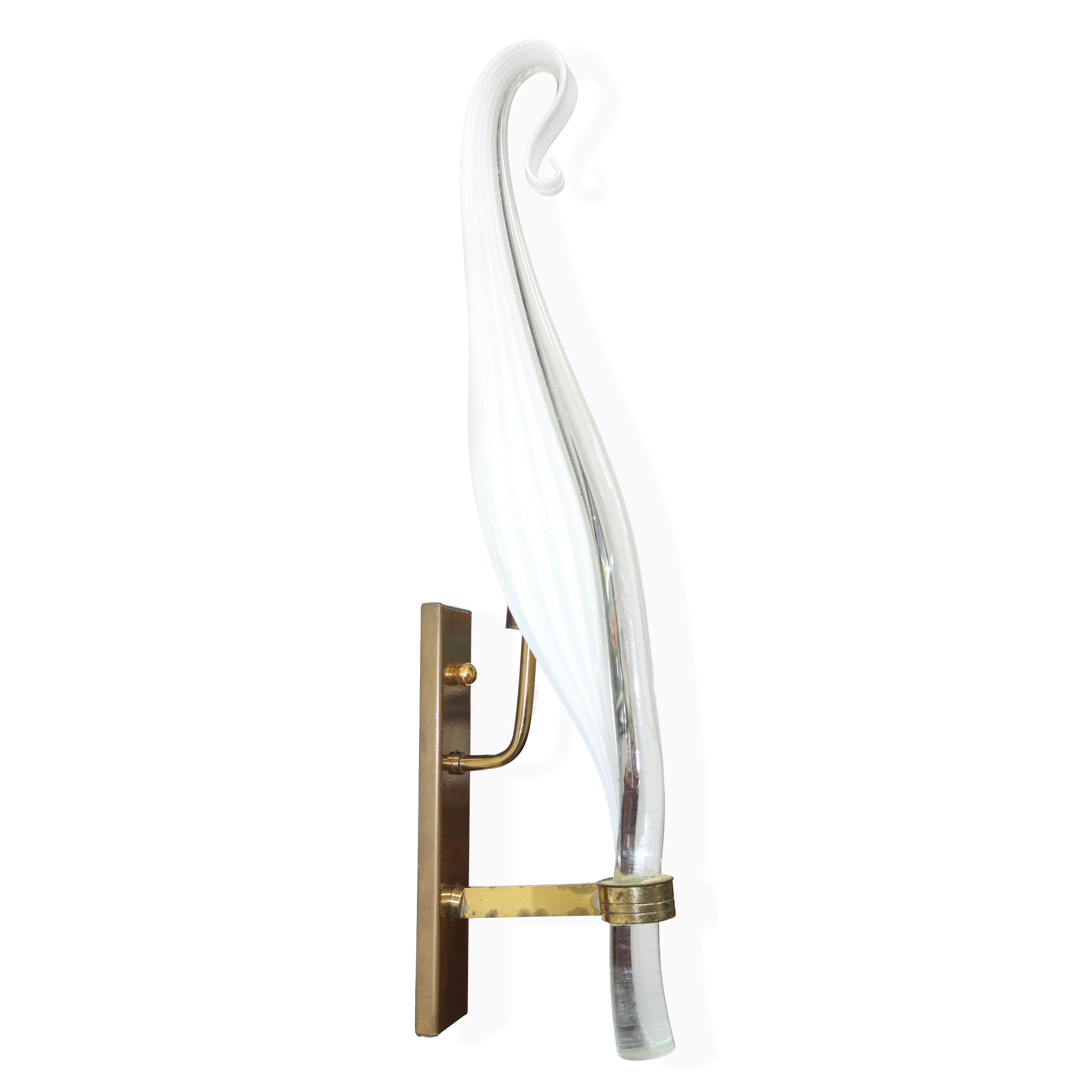 Coppia di applique in vetro di Murano a guisa di foglia