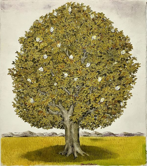 Bruno Caruso, mixed technique on cardboard depicting tree, signed at the bottom right. Bruno Caruso (Palermo, 8 August 1927 - Rome, November 4 ...