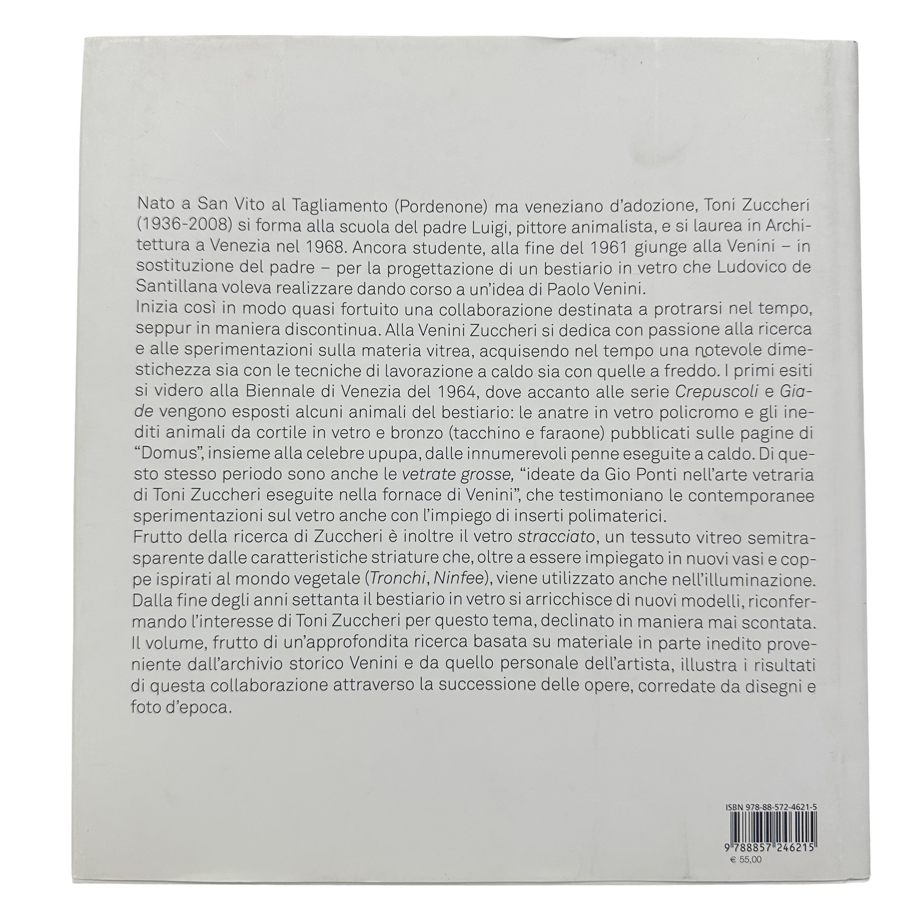 Toni Zuccheri, alla Venini. Pubblicazione su vetro e artisti del Novecento (2021)
