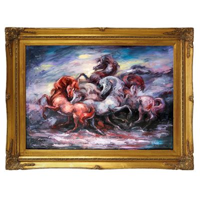Cavalli, olio su tela