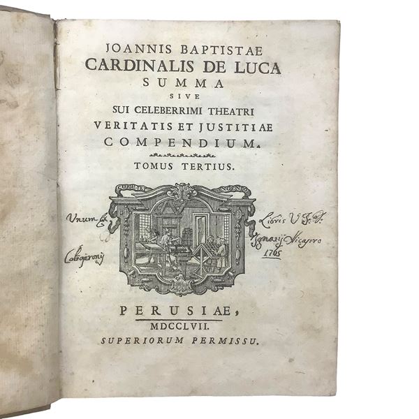 Giovanni Battista De Luca - Summa Theatri Veritatis et Justitiae - 3 Tomi