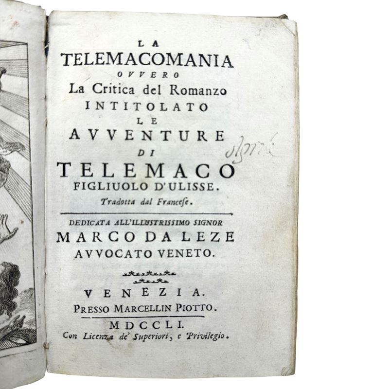 Venezia, Marcellin Piotto, La Telemacomania ovvero La critica del romanzo intitolato Le Avventure...
