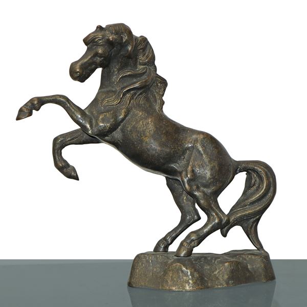 Brown patinated bronze horse