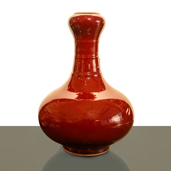 Oxblood red Chinese porcelain bottle
