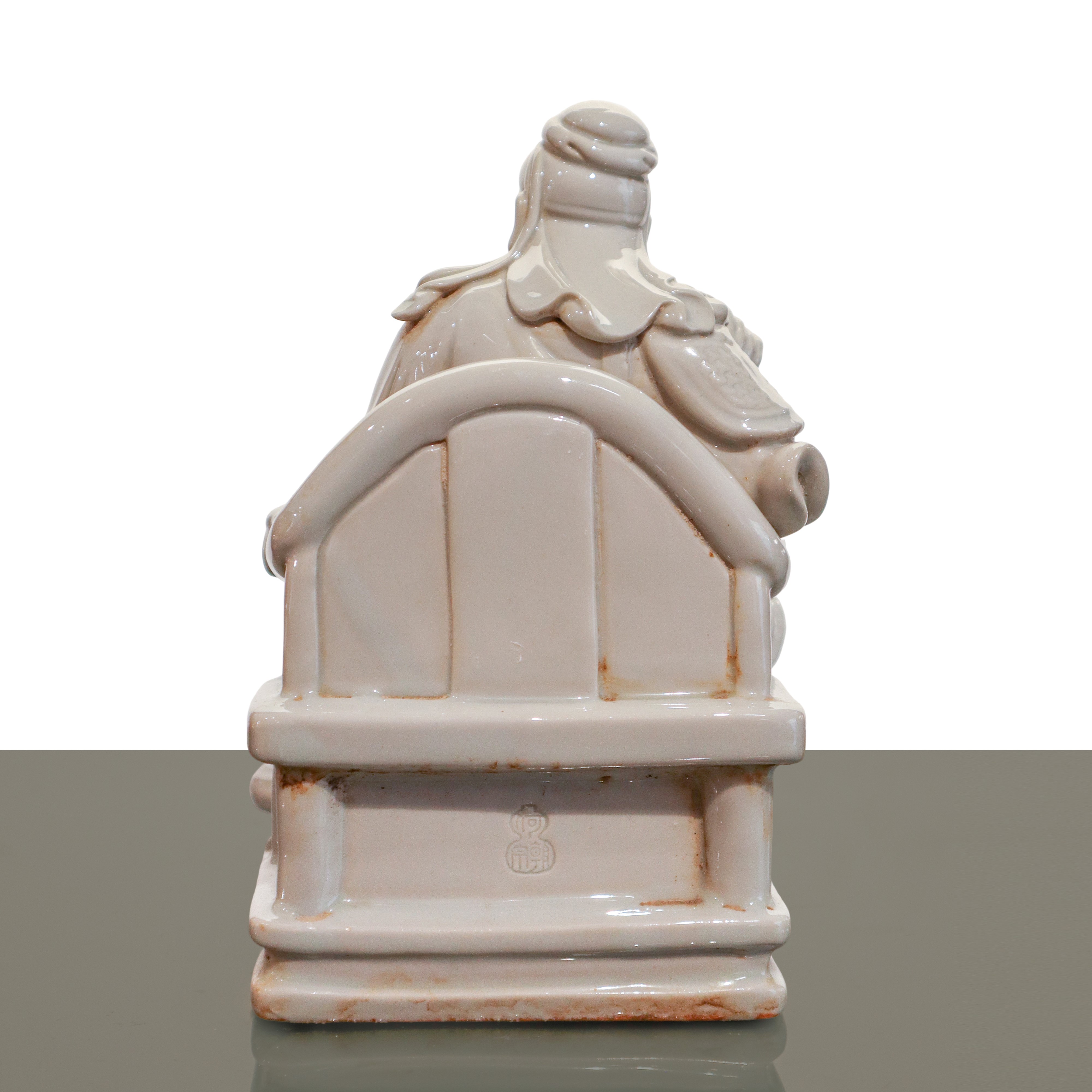 Guan Gon, Statua in porcellana cinese bianca della divinità virtuosa, XIX secolo