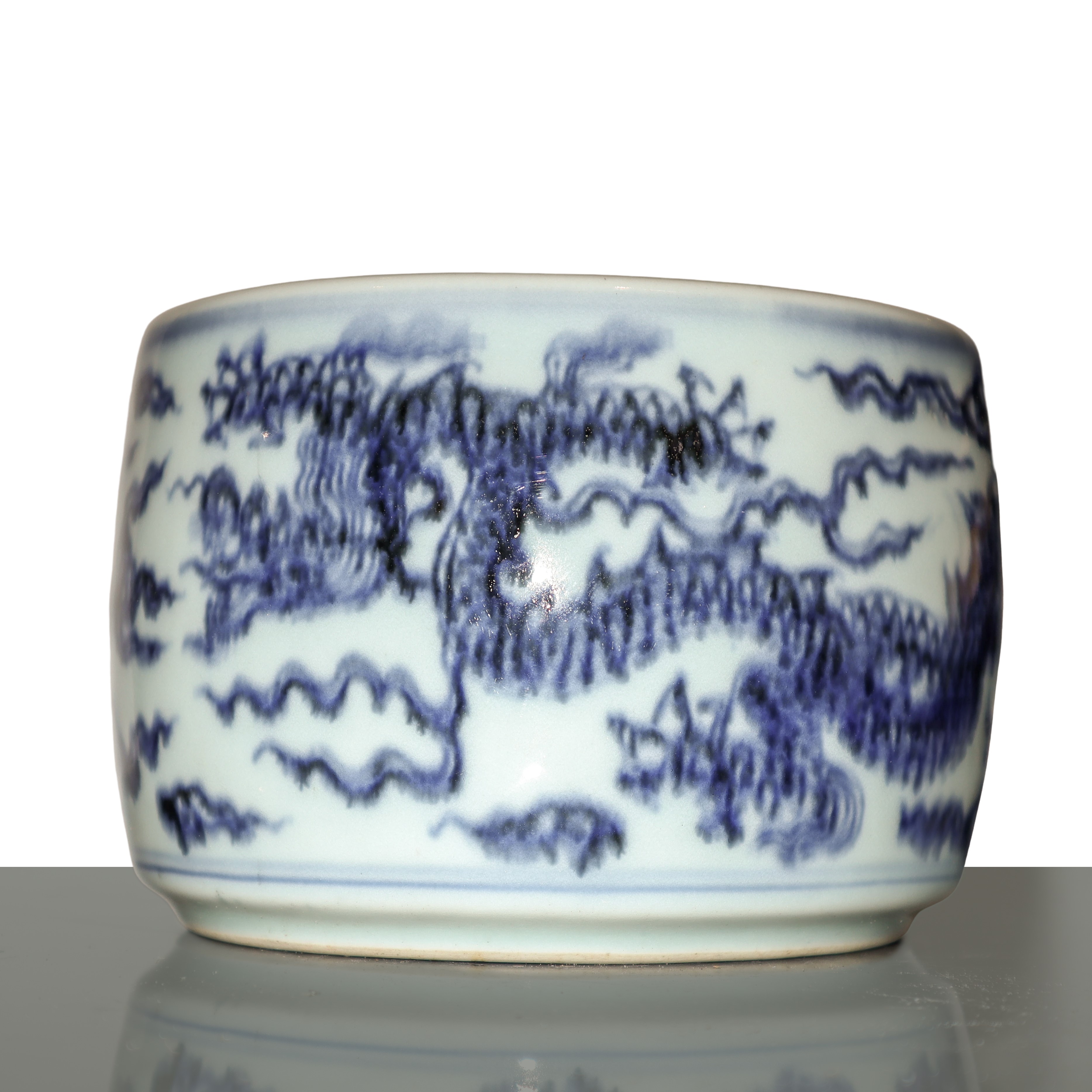 Porcellana cinese, Recipiente per l’allevamento dei grilli in porcellana blu e bianca della dinas...