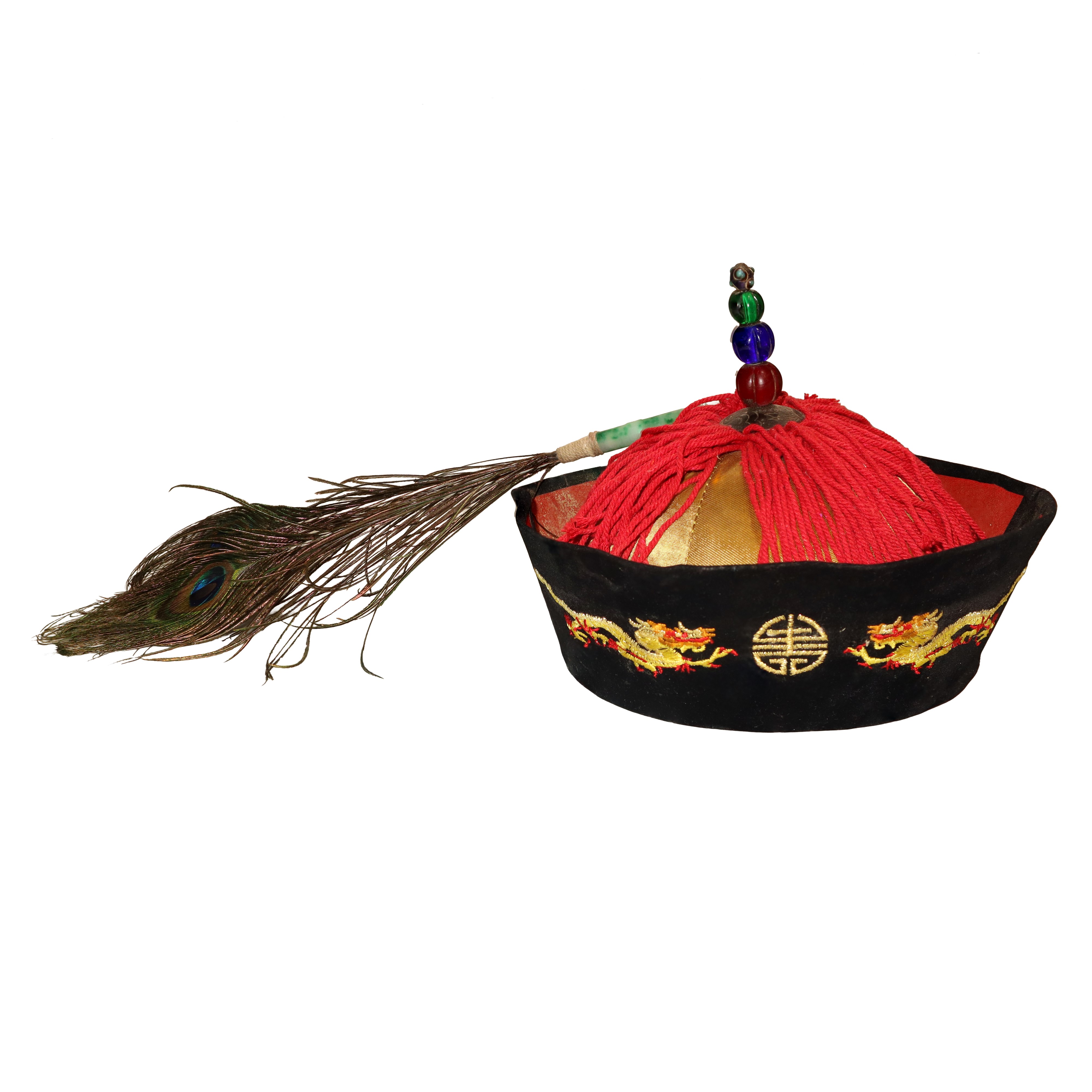 XIX secolo, Antico cappello da funzionario e collana di manifattura cinese