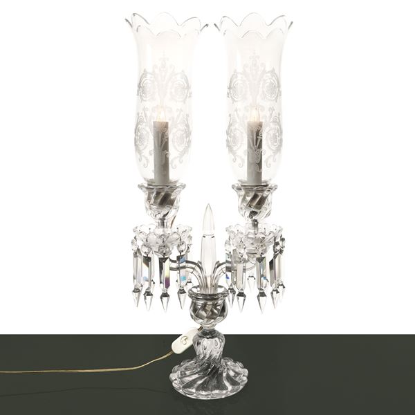 Baccarat France - Candelabro manifattura Baccarat modello Bambou Tors elettrificato