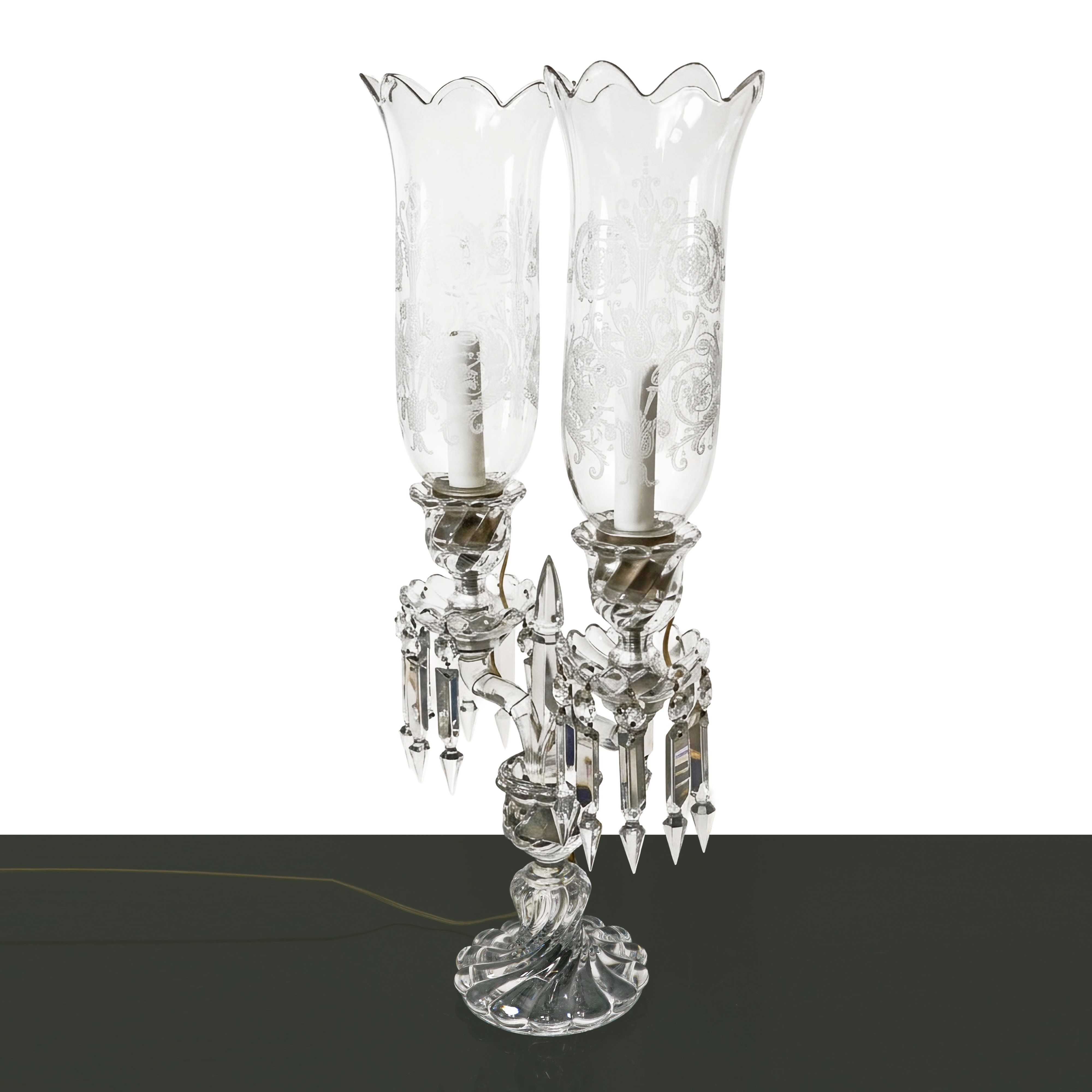Baccarat France - Candelabro “Bambou Tors” elettrificato, manifattura Baccarat