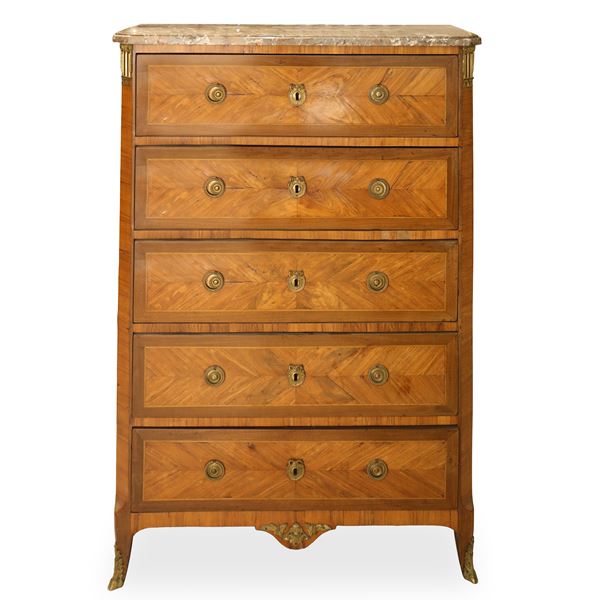 5-drawer cabinet with marble top