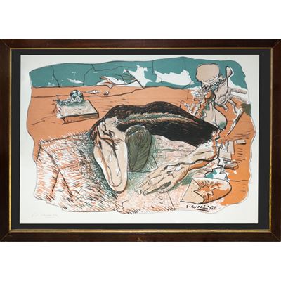 Uomo e lumaca, litografia, 1972