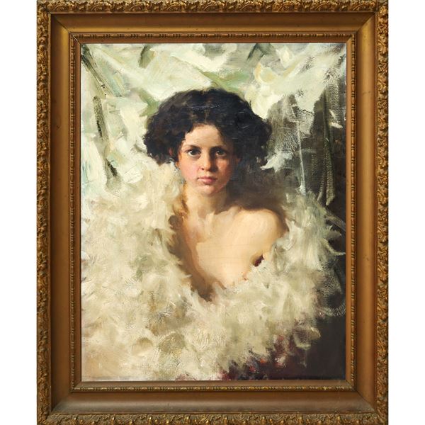 Giovane donna fra le piume