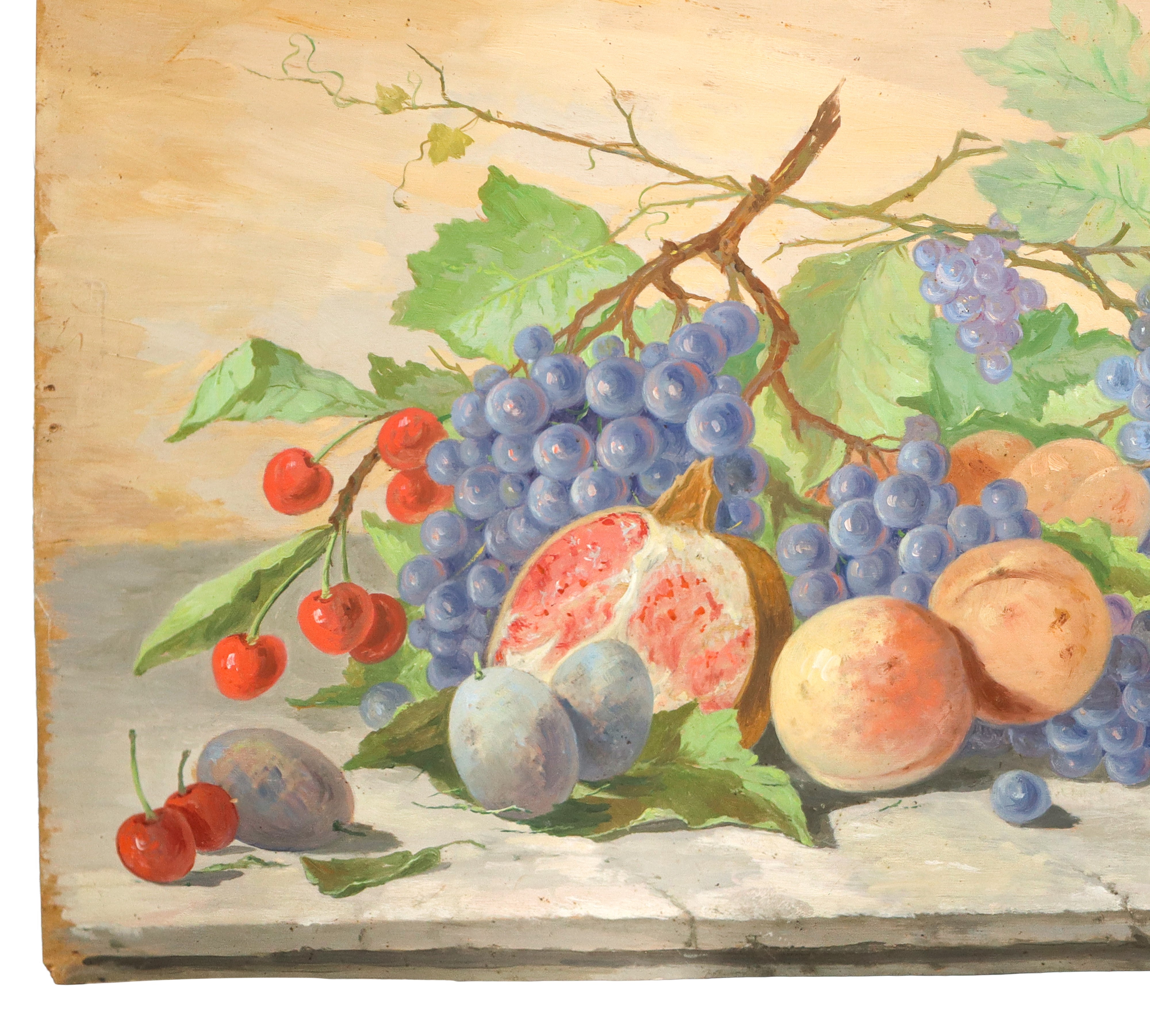 Gaetano Cajani - Natura morta di frutti, olio su legno
