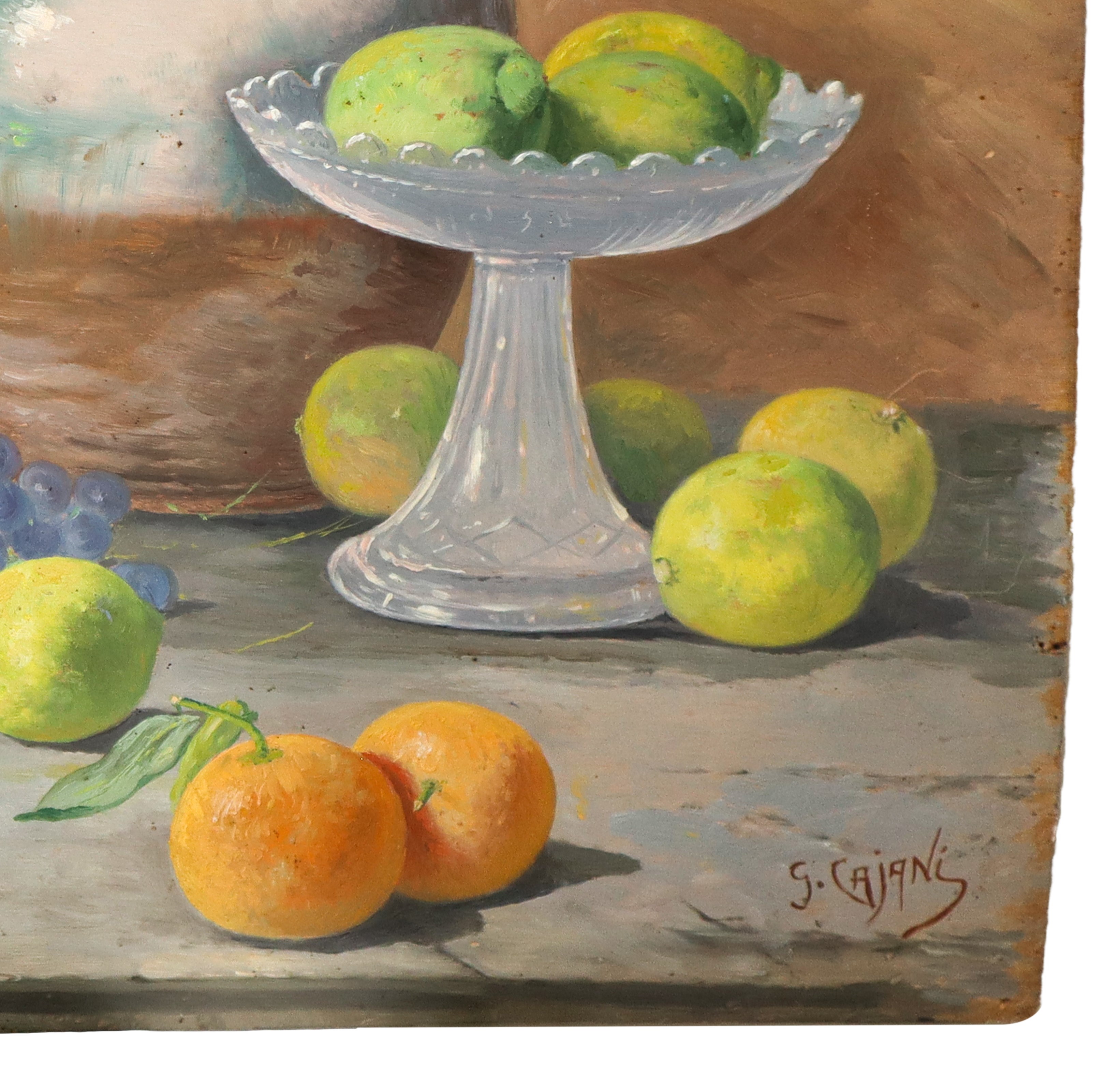 Gaetano Cajani - Natura morta di frutti, olio su legno