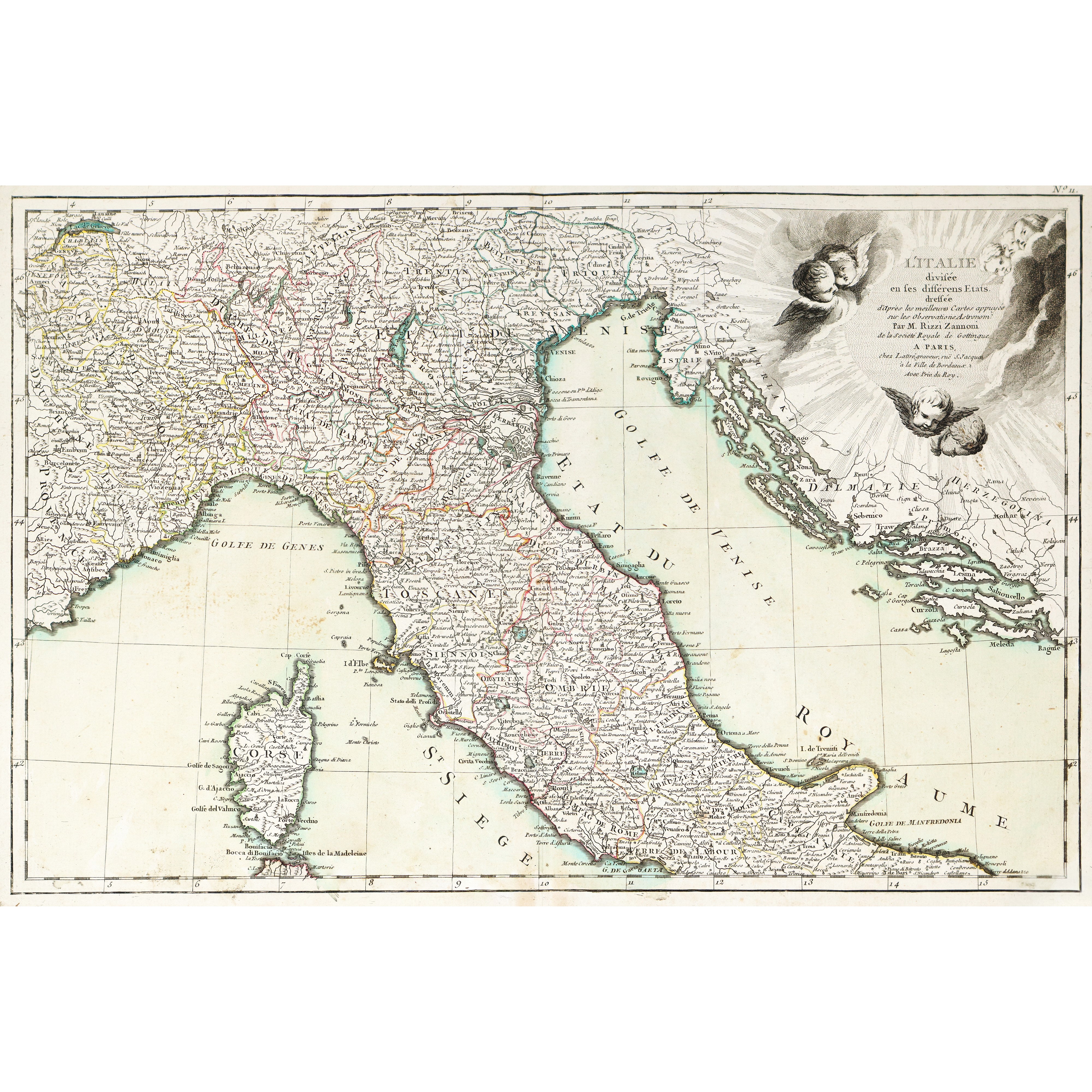 Rizzi Zannon i, Mappa d’Italia in due fogli (Nord-Sud), XVIII secolo (1782)