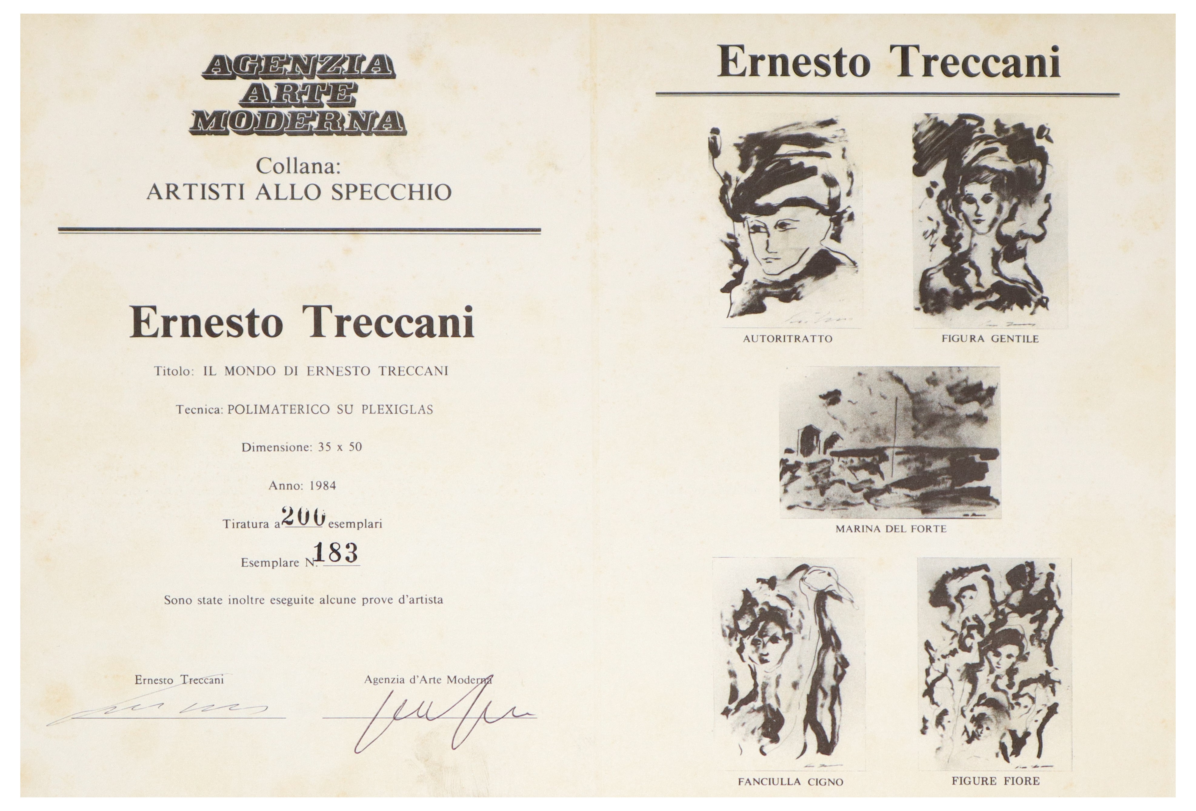 Ernesto Treccani - Figure fiore (polimaterico su plexiglas), 1984
