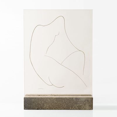 Nudo (scultura in vetro serigrafato su base in marmo)