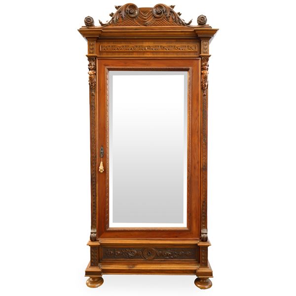 Wardrobe with mirrored door with two drawers inside the lower part