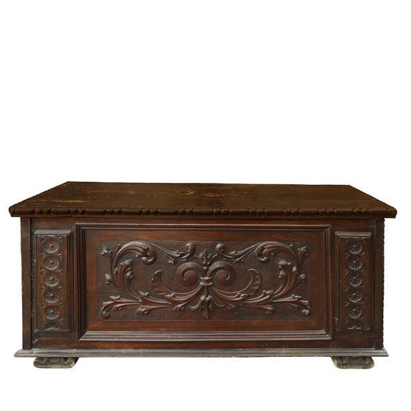 Chest with carved decoration on the front