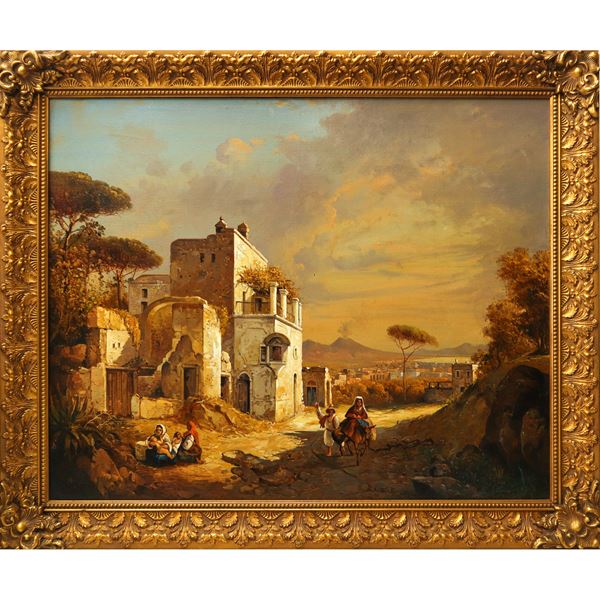 Giuseppe  De Winter - Paesaggio con personaggi