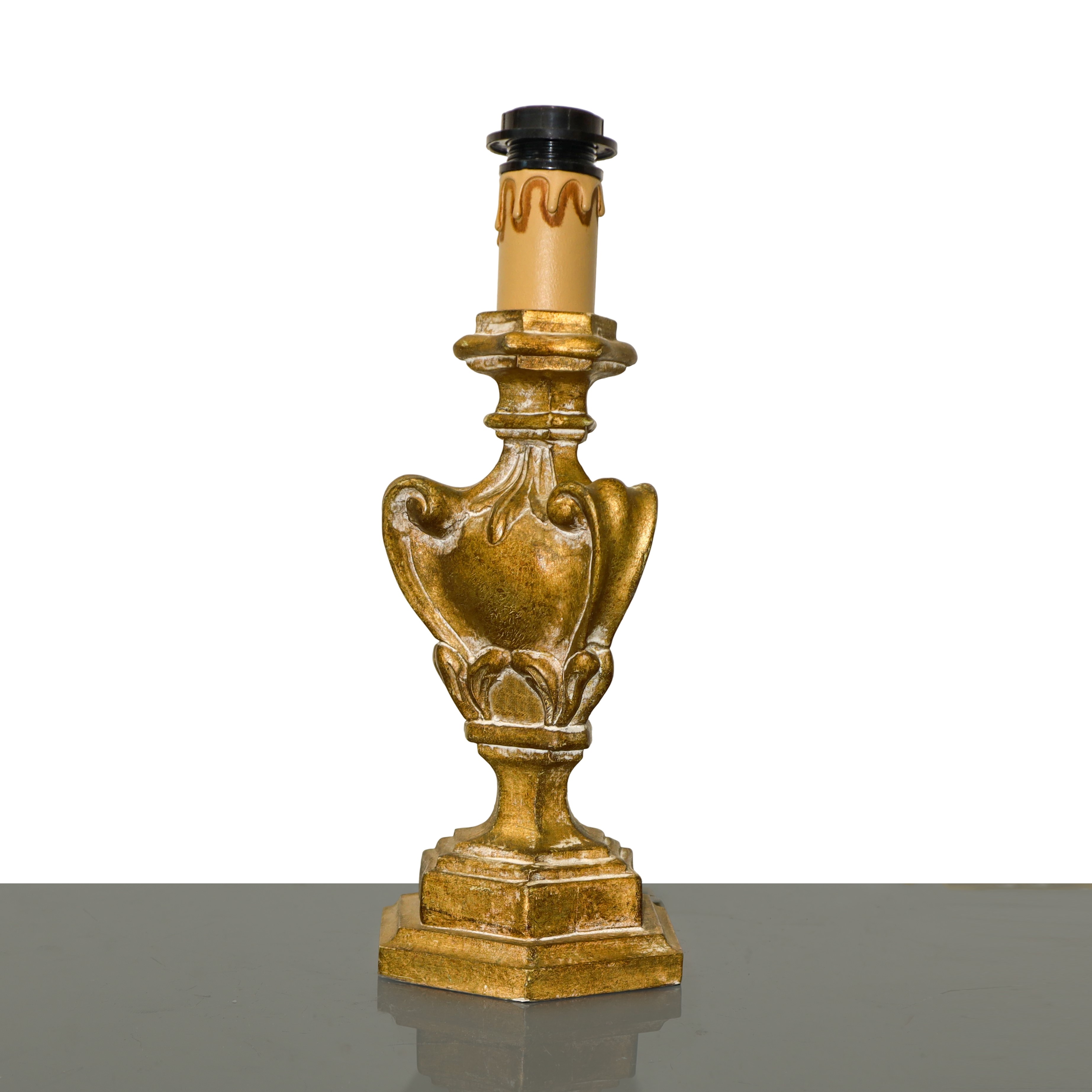 Lume con Base in Legno Dorata