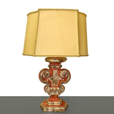 Lume con Base in Legno Policroma