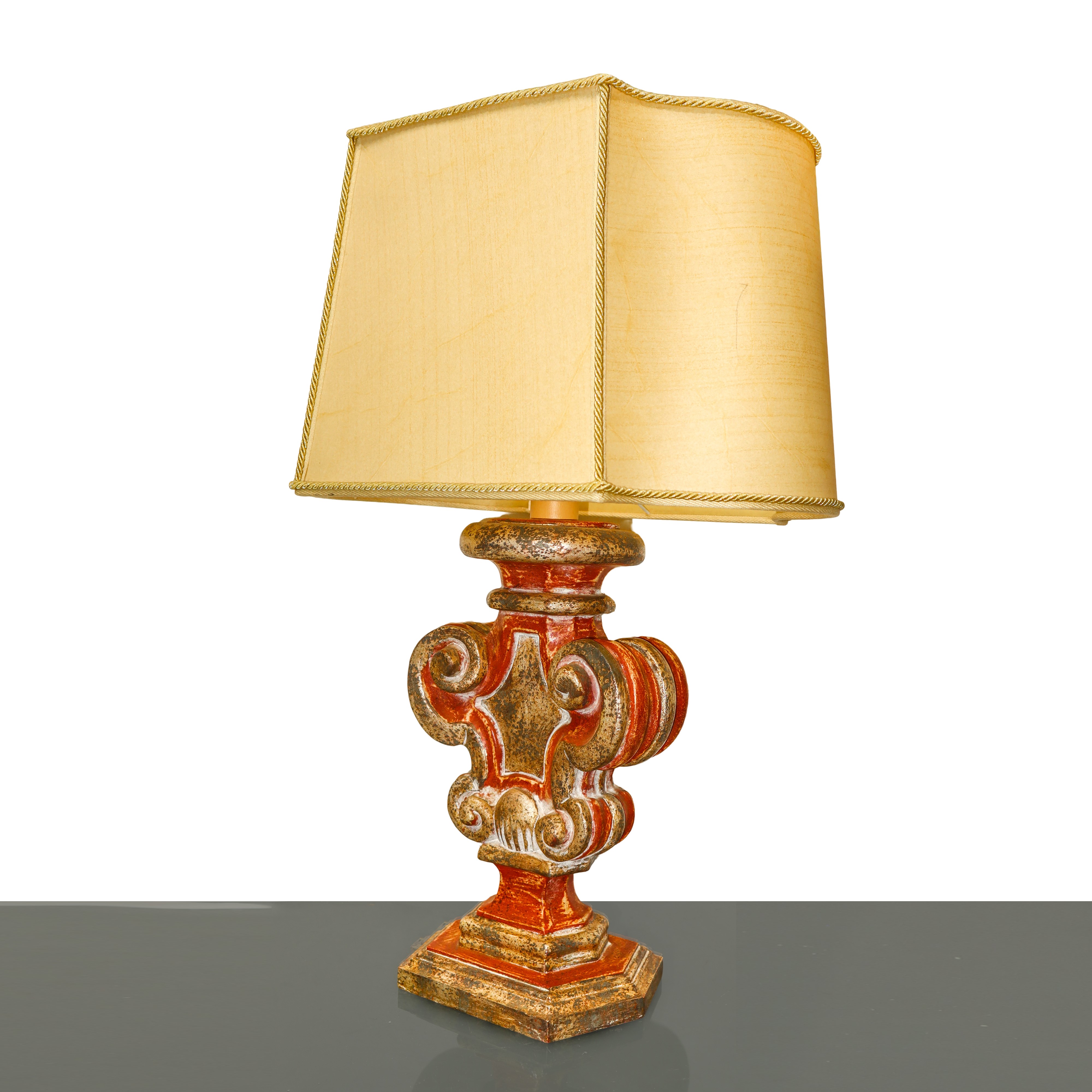 Lume con Base in Legno Policroma