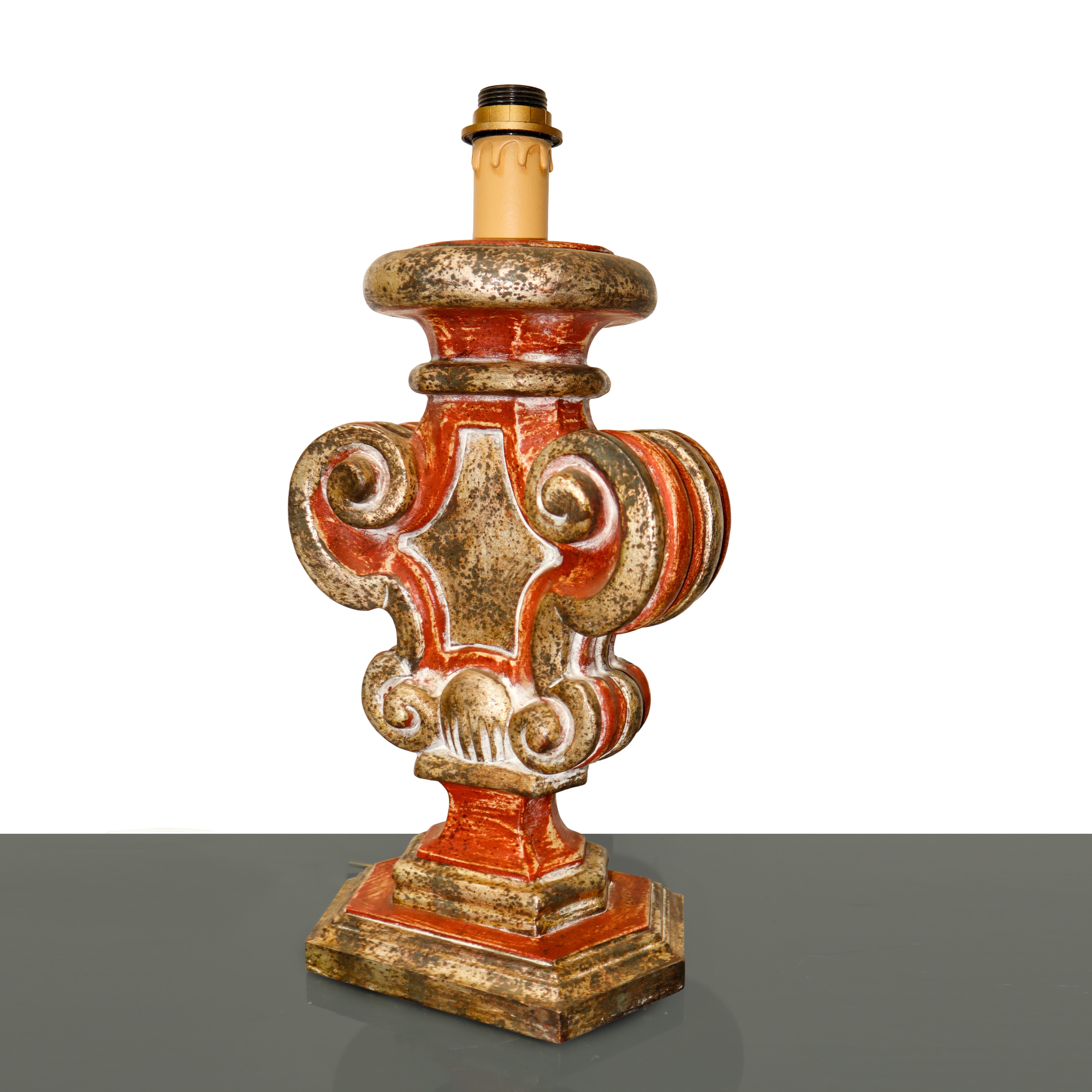 Lume con Base in Legno Policroma
