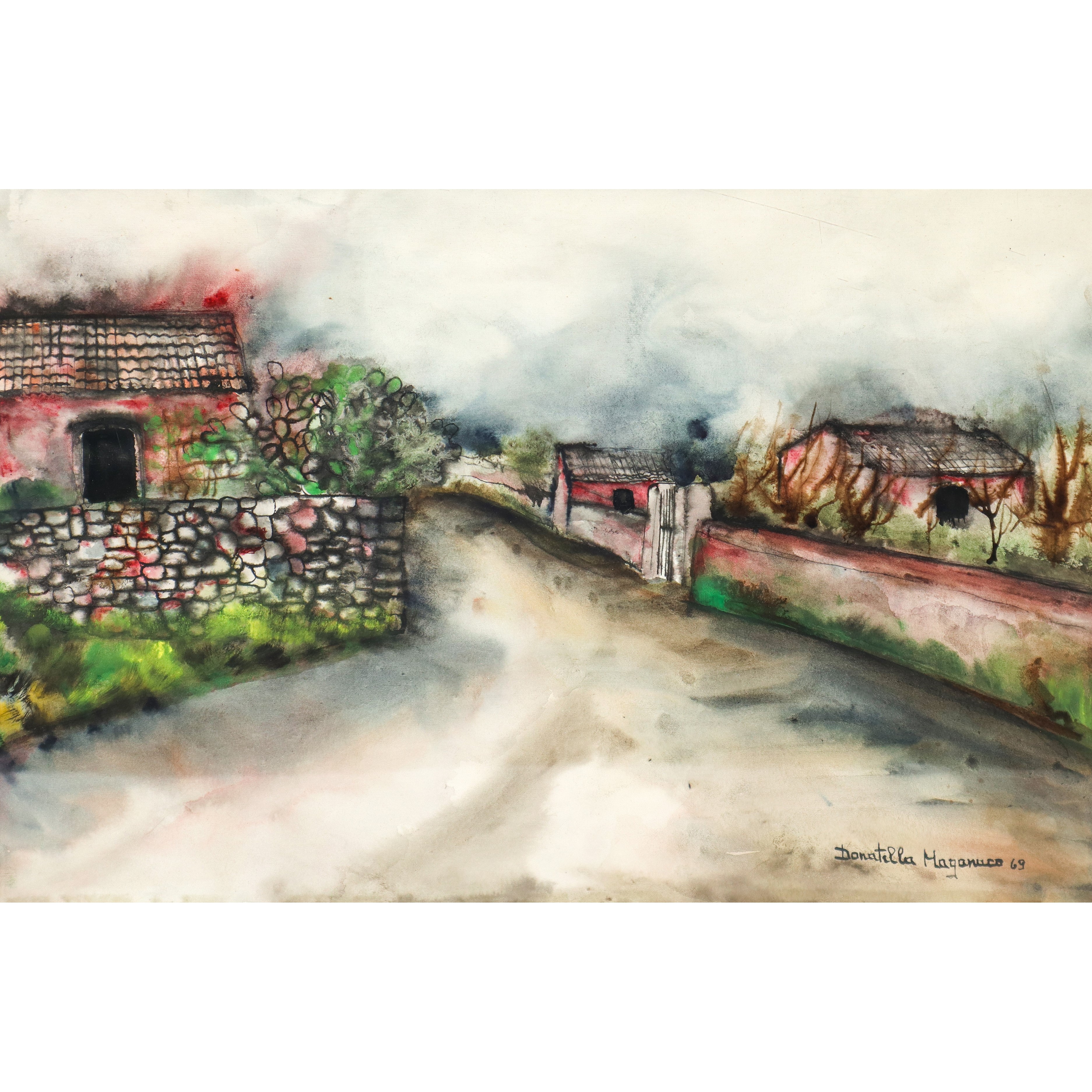 Donatella Maganuco - Strada di Campagna con Casolari