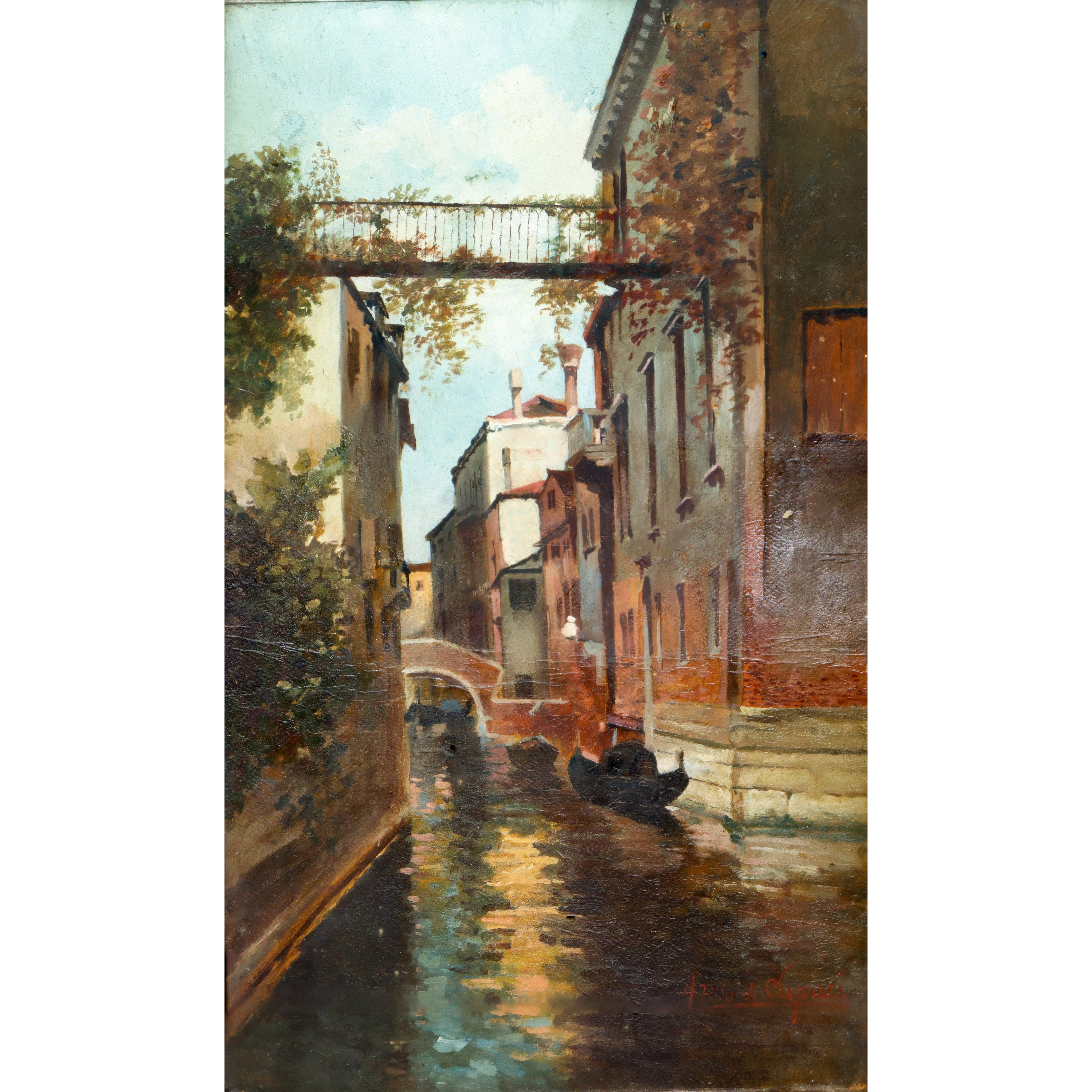 Canale di Venezia, olio su cartone