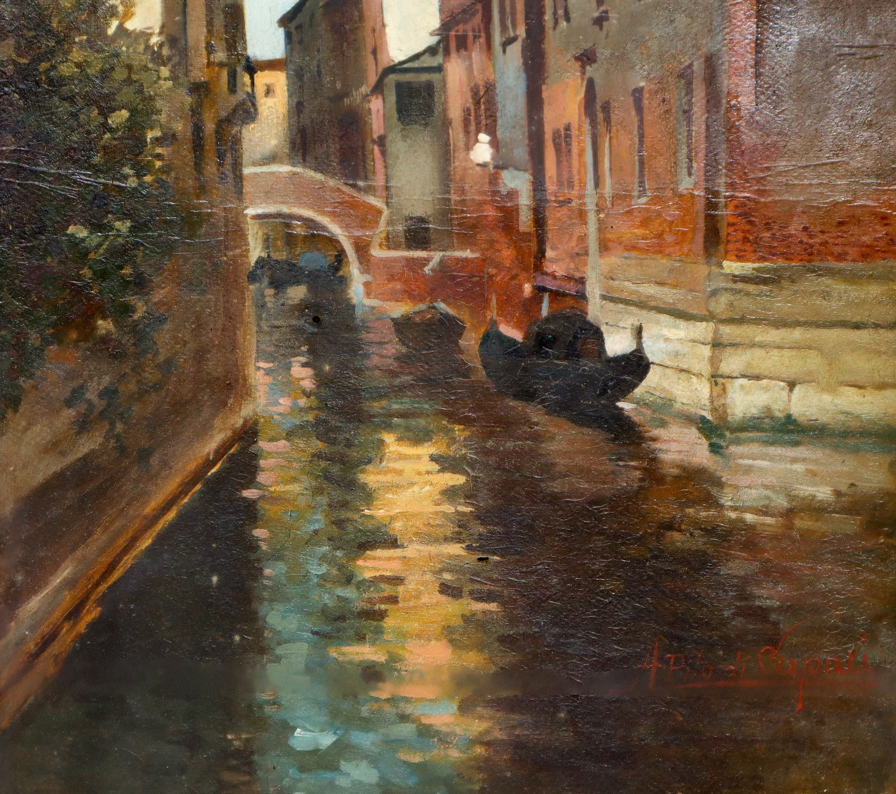 Canale di Venezia, olio su cartone