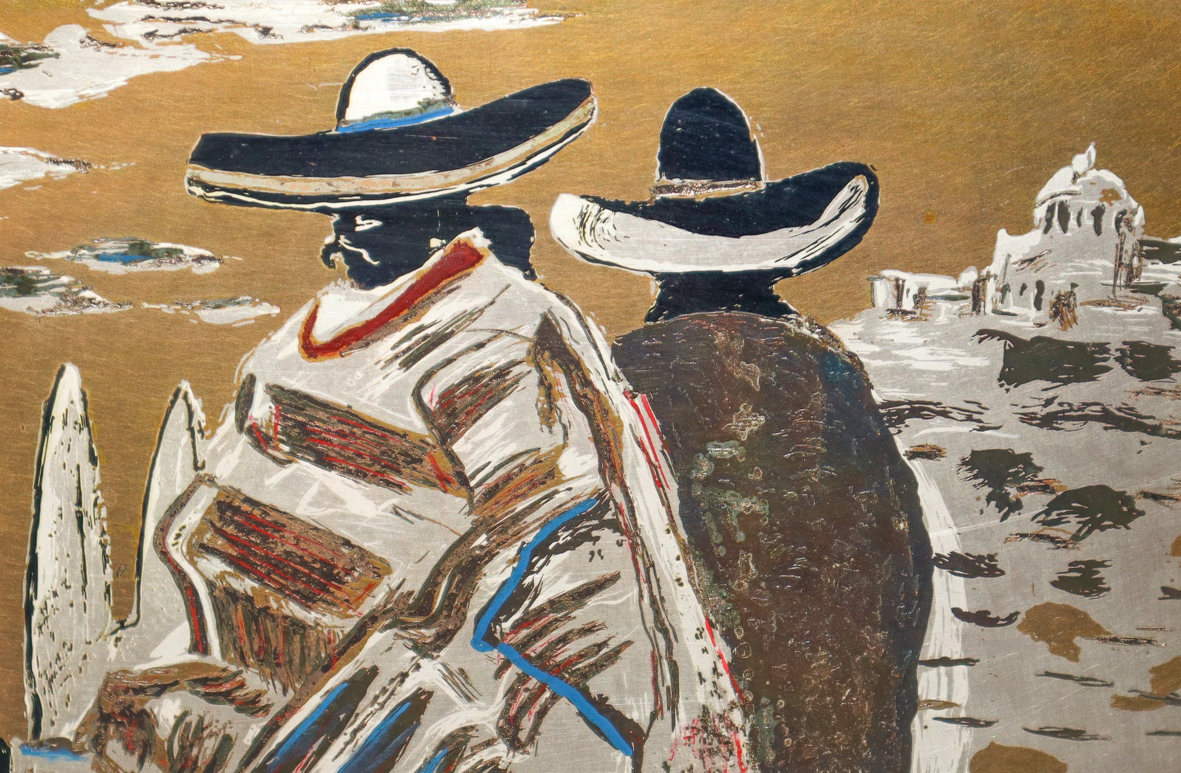 Salvatore Fiume - Tramonto messicano, serigrafia su lastra d’argento