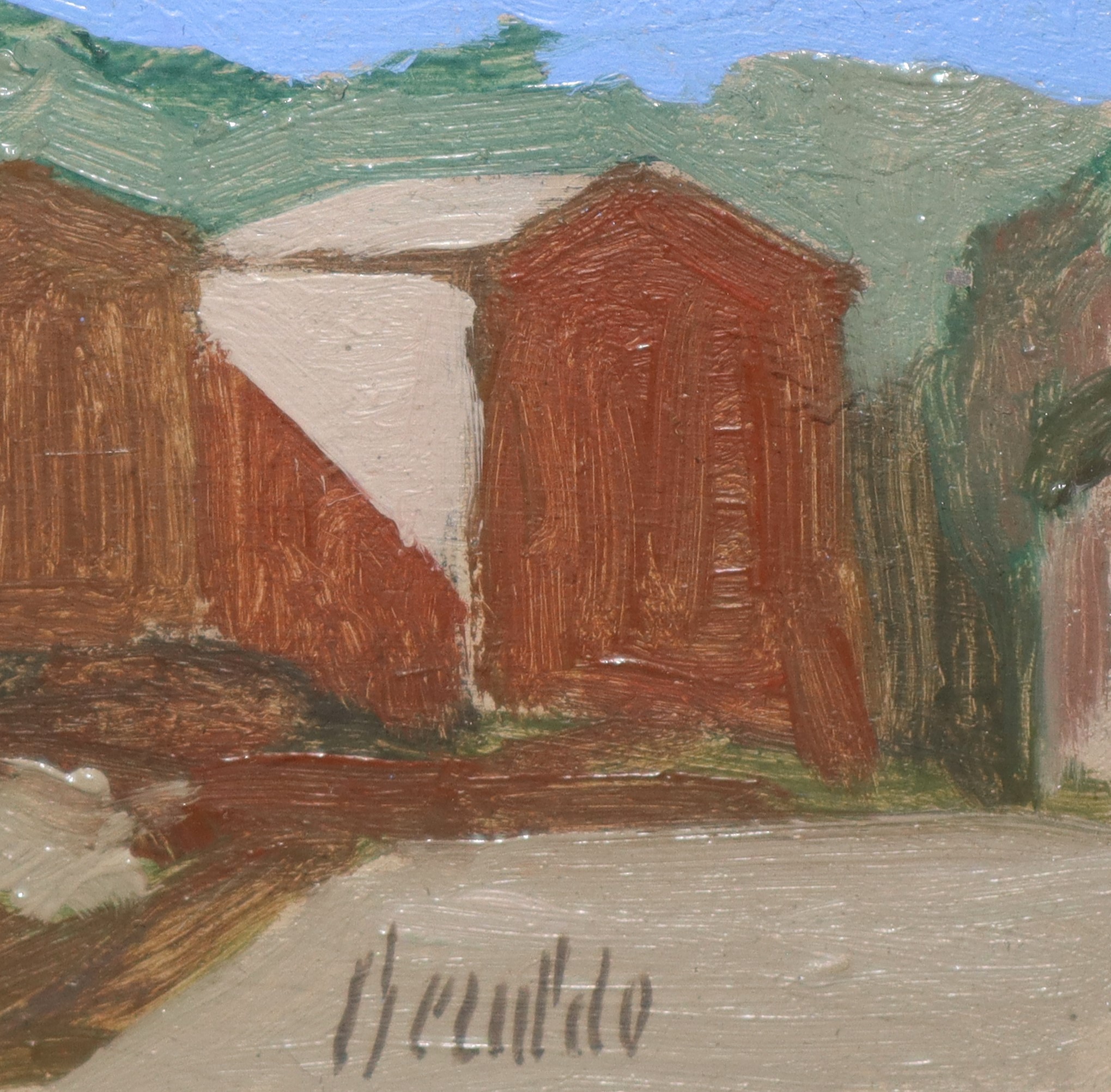 Franco Beraldo - Paesaggio, olio su compensato