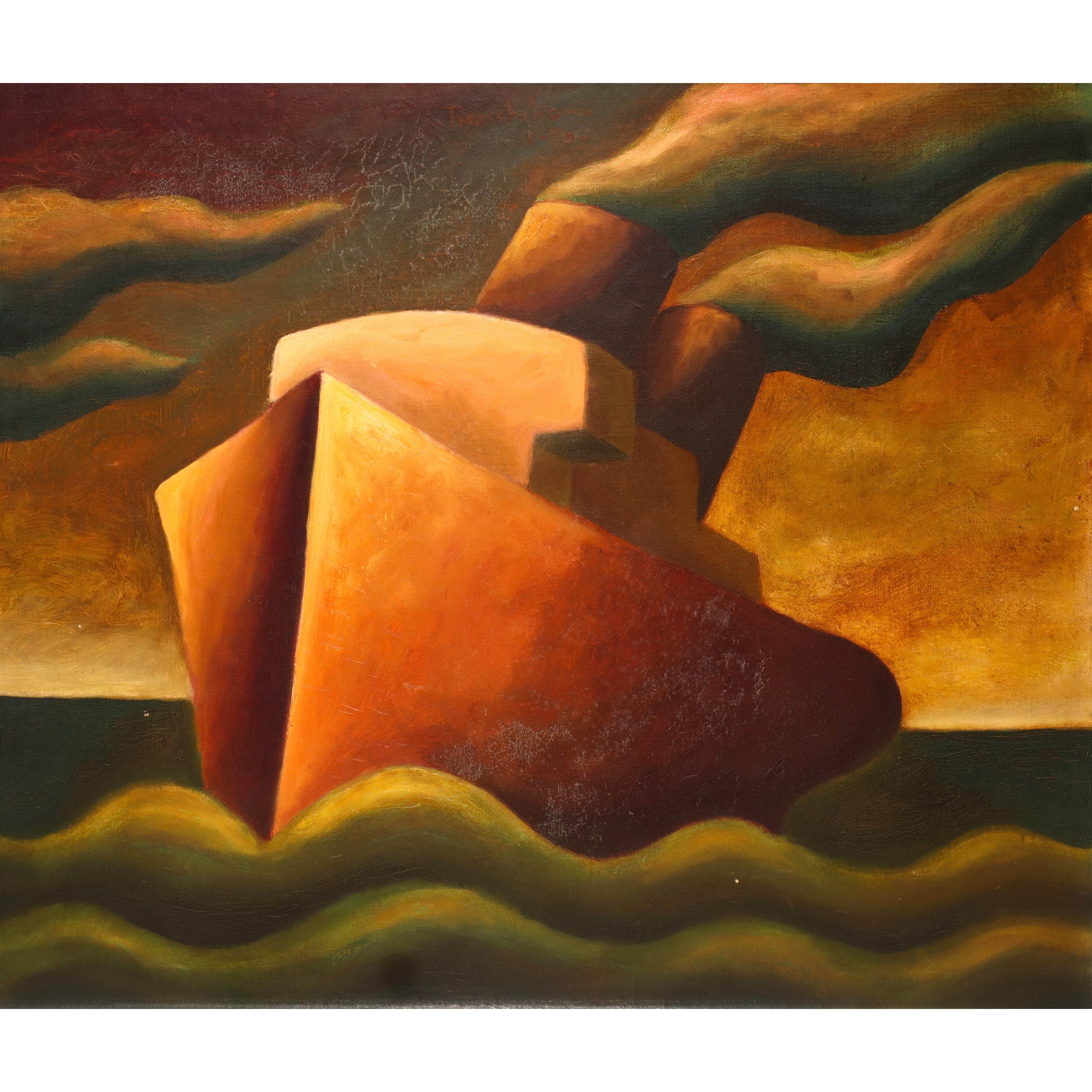 Gaetano Tranchino - Nave, olio su tela